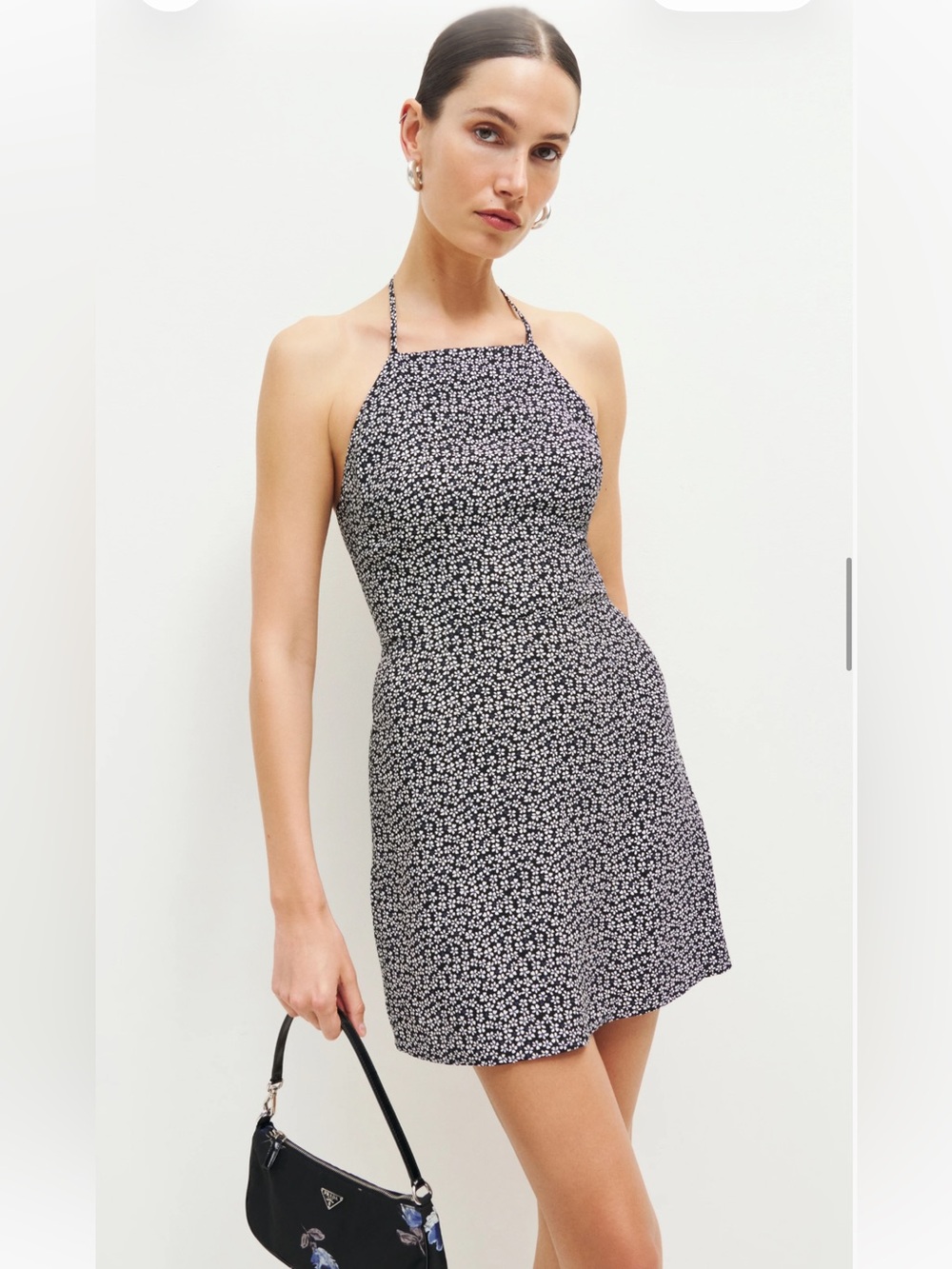 Reformation Tasha black floral halter dress - Ansel
